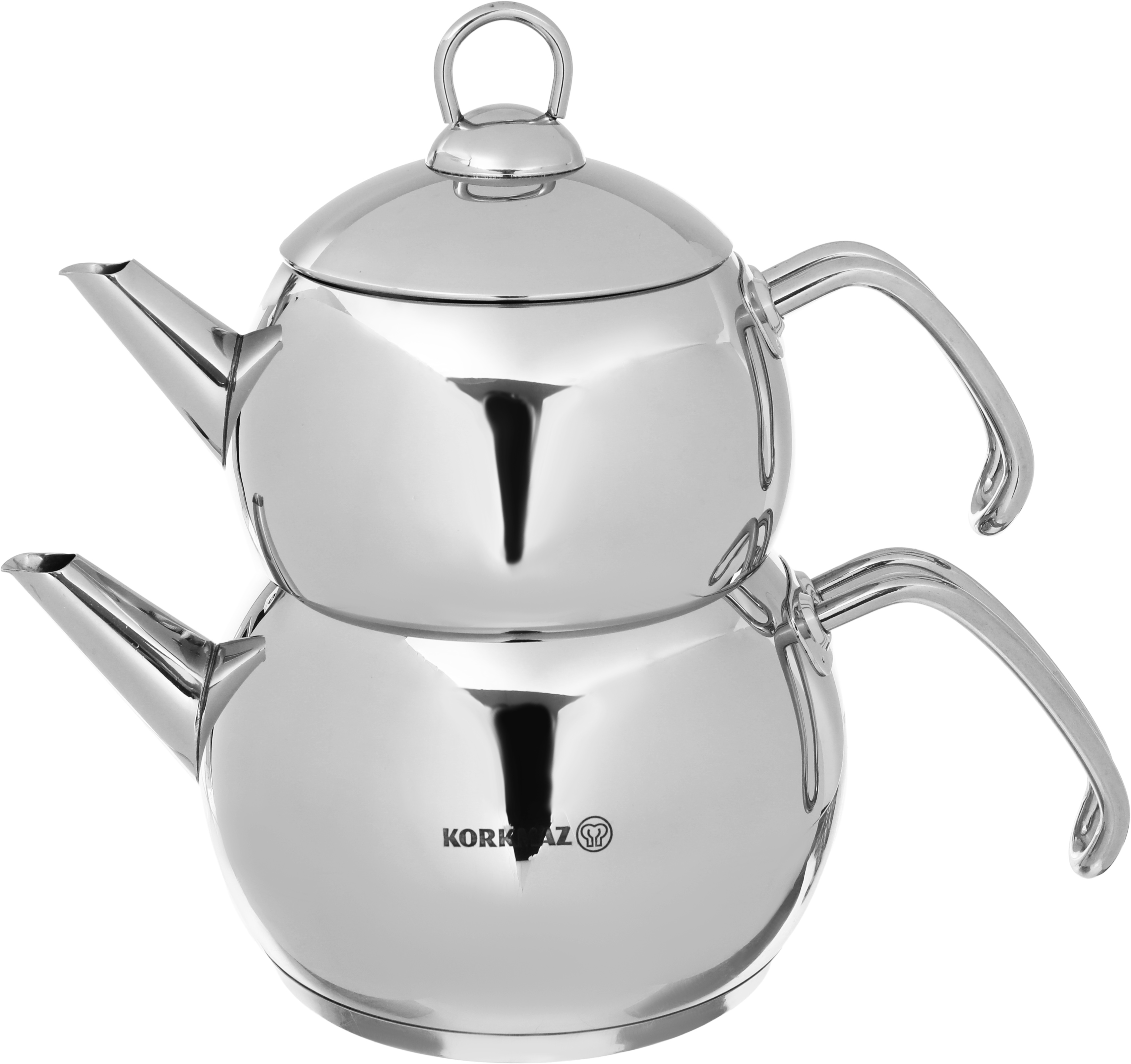 korkmaz Double Steel Turkish Tea Set, 1.1/2 Liter - Silver product image