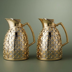 Al Saif Gallery Andalusia thermos set, 0.75/1 liter, glass inner container, plastic outer shell - silver and gold product image
