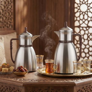 طقم ترامس بيان السيف غاليري، 0.7 / 1 لتر، 2 قطعة، حافظة داخلية زجاج حراري، يد خشبي - فضي مطفي product image 2