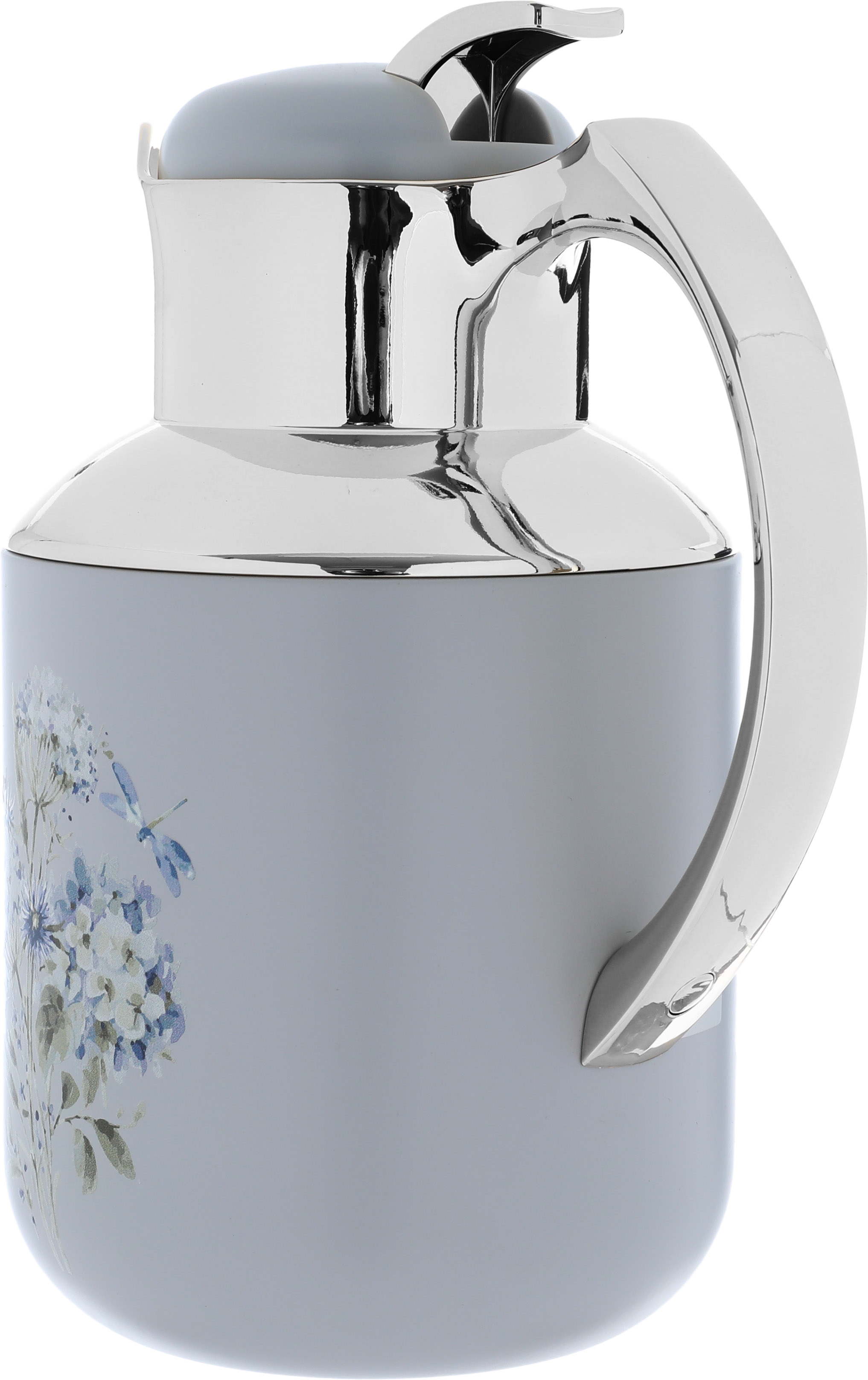 Al Saif Gallery Florya Pro thermos set, 1/0.5 liter, rose pattern, thermal glass inner shell, steel outer shell - light gray product image 2