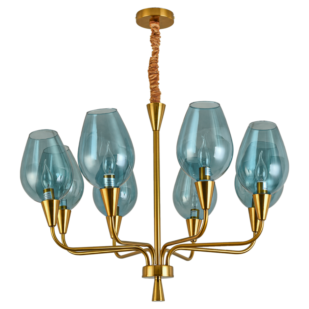 ثريا مودرن نحاس السيف غاليري، 8 لمبات، 72x37x27 سم - ذهبي product image
