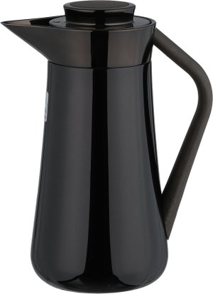 Al-Saif Gallery Al-Huda Stainless Steel Thermos, 0.7 Liter, Dark Wooden Handle, Self-Service, Push-Button - Glossy Black product image 2