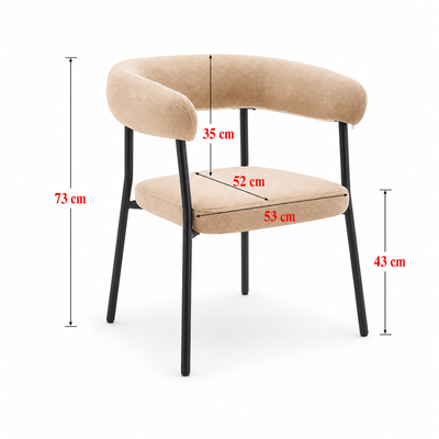 كرسي مودرن حديد ضد الصداء، 73×53×52 سم، قماش شانيل - كوفي product image 2