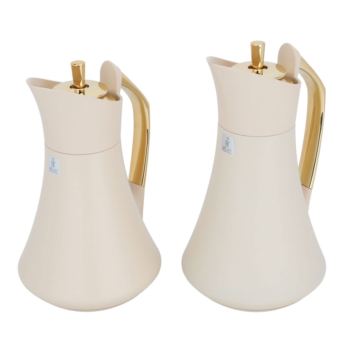 Al Saif Gallery Karma thermos set, two pieces, 1 liter, thermal glass inner container, steel outer shell - beige product image 2