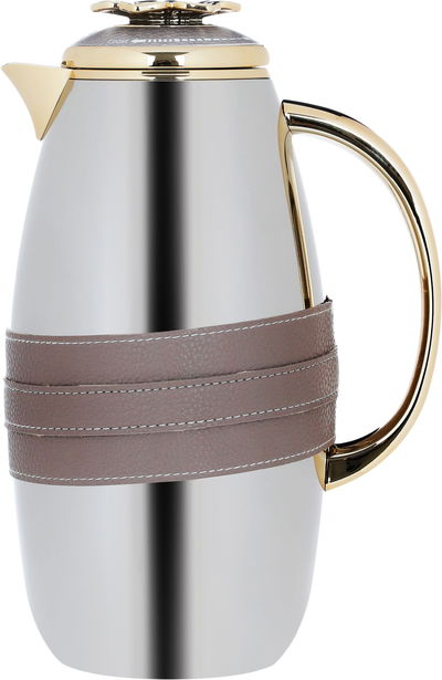 Al Saif Gallery Asmaa Steal Thermos Set, 0.7/1 Liter, 2 Pieces - Silver and Gold product image 2