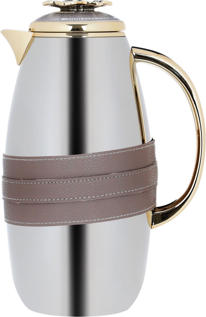 Al Saif Gallery Asmaa Steal Thermos Set, 0.7/1 Liter, 2 Pieces - Silver and Gold product image 2