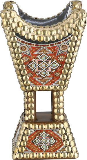 Haili Mazik Syrian wooden incense burner, 13x13x25 cm, base - multi-colored product image