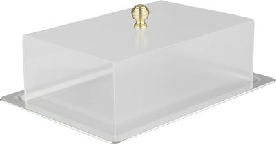 Al Saif Gallery stainless steel serving dish, 38x27x10 cm, acrylic lid, rectangular - transparent silver product image 1