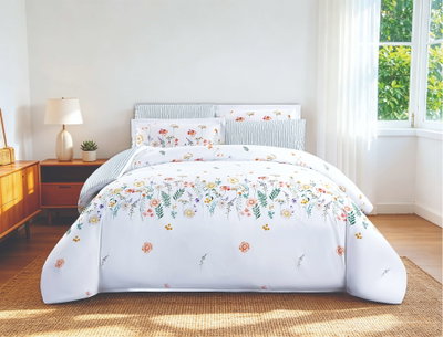 طقم لحاف سمر لاند قطن، 230x170 سم، نفر ونص، 4 قطع - ابيض product image 2