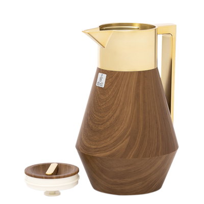 ترمس ليديا إفرست، 1 لتر، حافظة داخلية زجاج، ضغاط، يد ذهبي - بني فاتح product image 3