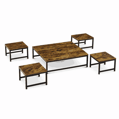 طقم طاولات خشب MDF و معدن، 5 قطع - اسود بني product image 3