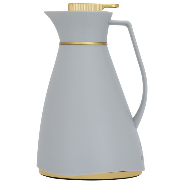 ترمس شيفون زجاج جلوري، 1 لتر، هيكل خارجي بلاستيك - رمادي فاتح product image 1