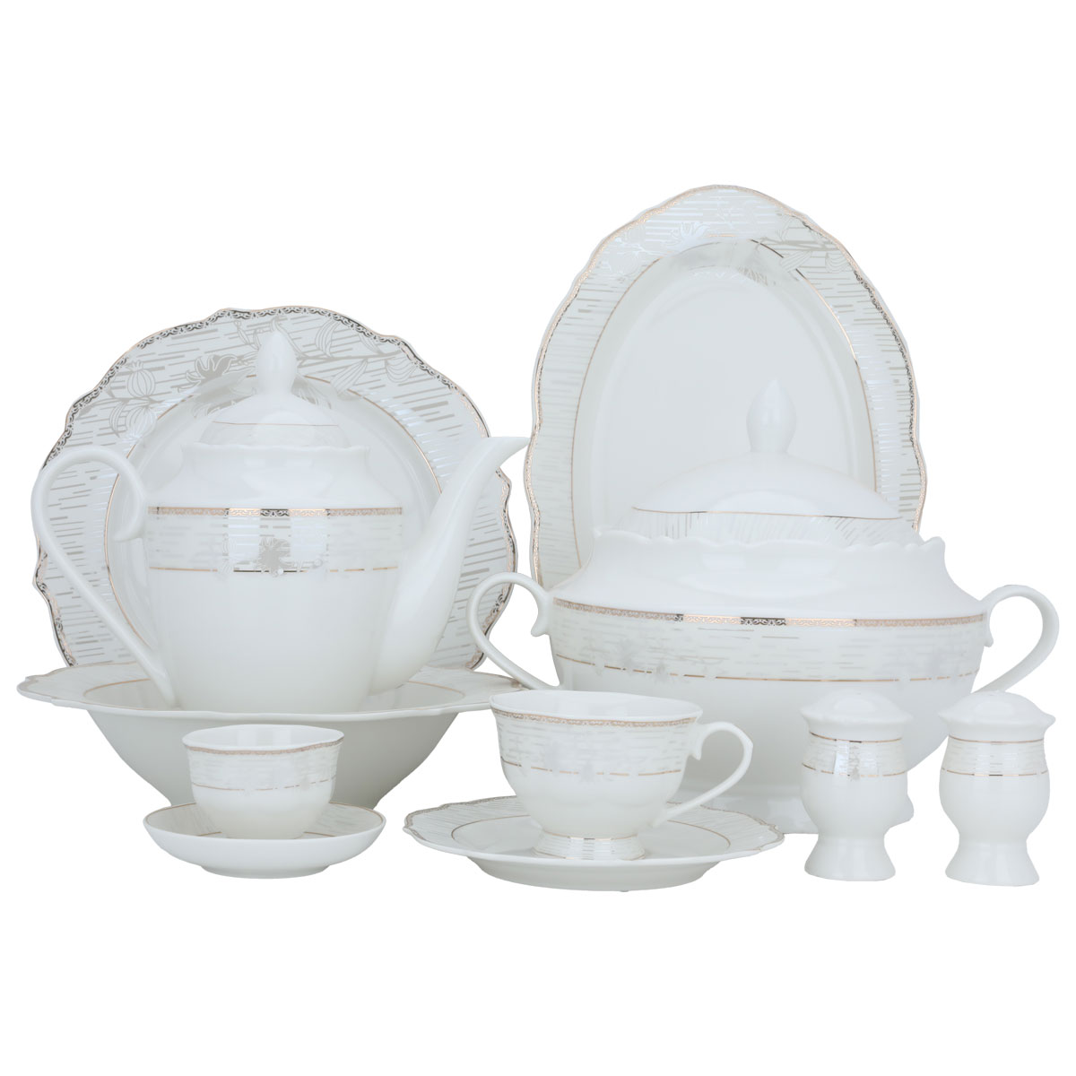 طقم سفرة بورسلان السيف غاليري، 65 قطعة، دائري - أبيض product image 1