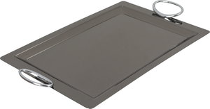 Al Saif Gallery Steel Serving Tray, 38x24.7x1 cm - Glossy Black Silver product image