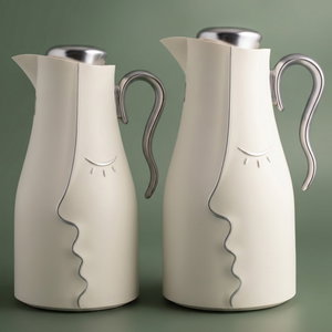 Al Saif Gallery Hawaa Thermos Set, 0.7/1 Liter, 2 Pieces, Inner Glass Container, Outer Plastic Body - White product image