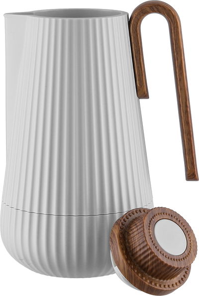 ترمس سمو جلوري، 1 لتر، يد خشبي، الخامة الداخلية زجاج، ضغاط - رمادي فاتح خشبي product image 4