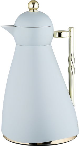 ترمس نور جلوري، 1 لتر، حافظة داخلية زجاج، ضغاط، يد ذهبي- رمادي فاتح product image