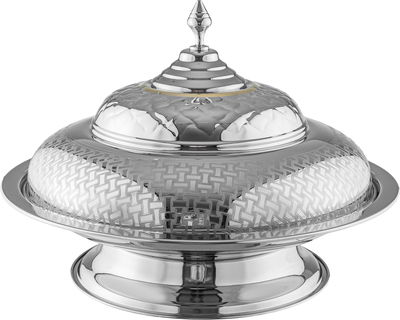 صحن تقديم غوزي استيل السيف غاليري، 50 سم، غطاء منقوش - فضي product image 1