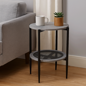 طاولة جانبية مودرن خشب MDF و ستيل، 55×45 45 سم - رمادي product image