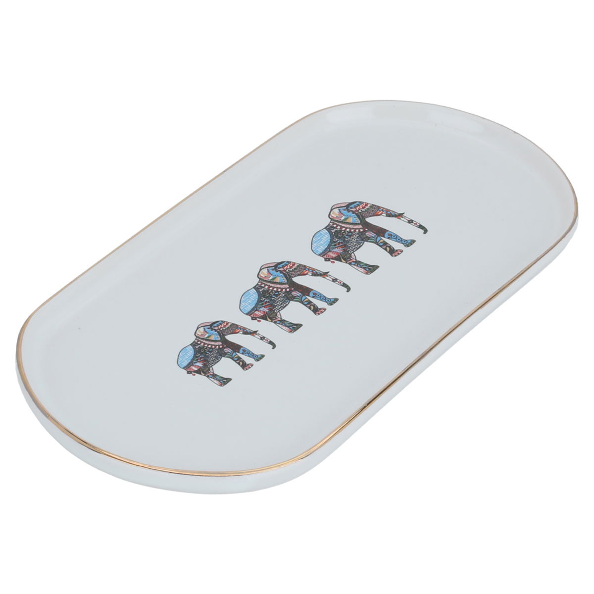 Al Saif Gallery porcelain serving plate, 22 cm, oval, elephant pattern - white product image 2