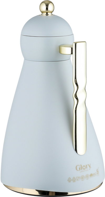 Noor Plastic Glory Thermos, 1 Liter, Glass Inner Container, Push Button, Gold-Gray Handle product image 3