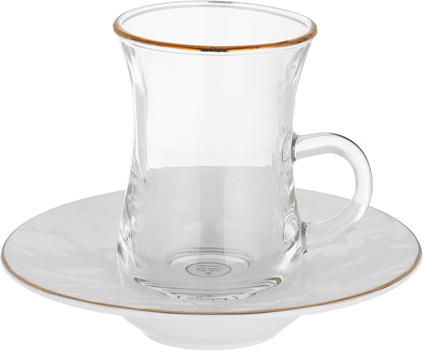 طقم بيالات شاي زجاج السيف غاليري، صحون، 12 قطعة - أبيض شفاف product image 2