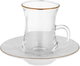 طقم بيالات شاي زجاج السيف غاليري، صحون، 12 قطعة - أبيض شفاف product image 2