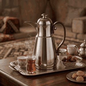 ترمس دلة تميم 10 السيف غاليري، 1 لتر، خامة داخلية ستانلس ستيل، يد خشبي، غطاء ضغاط - اسود لامع product image 2