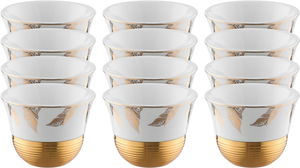 طقم فناجين قهوة بورسلان السيف غاليري، 12 قطعة - بيج ذهبي product image
