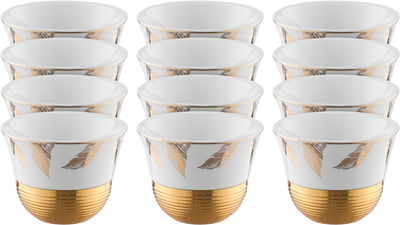 طقم فناجين قهوة بورسلان السيف غاليري، 12 قطعة - بيج ذهبي product image 1