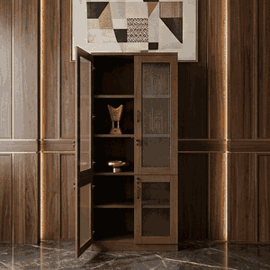 وحدة عرض مكتبية خشب MDF، 40×80×200 سم، 2 باب - بني product image