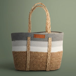 Al Saif Gallery Wicker Thermos Bag, 45x30 cm - Beige, White, Gray product image