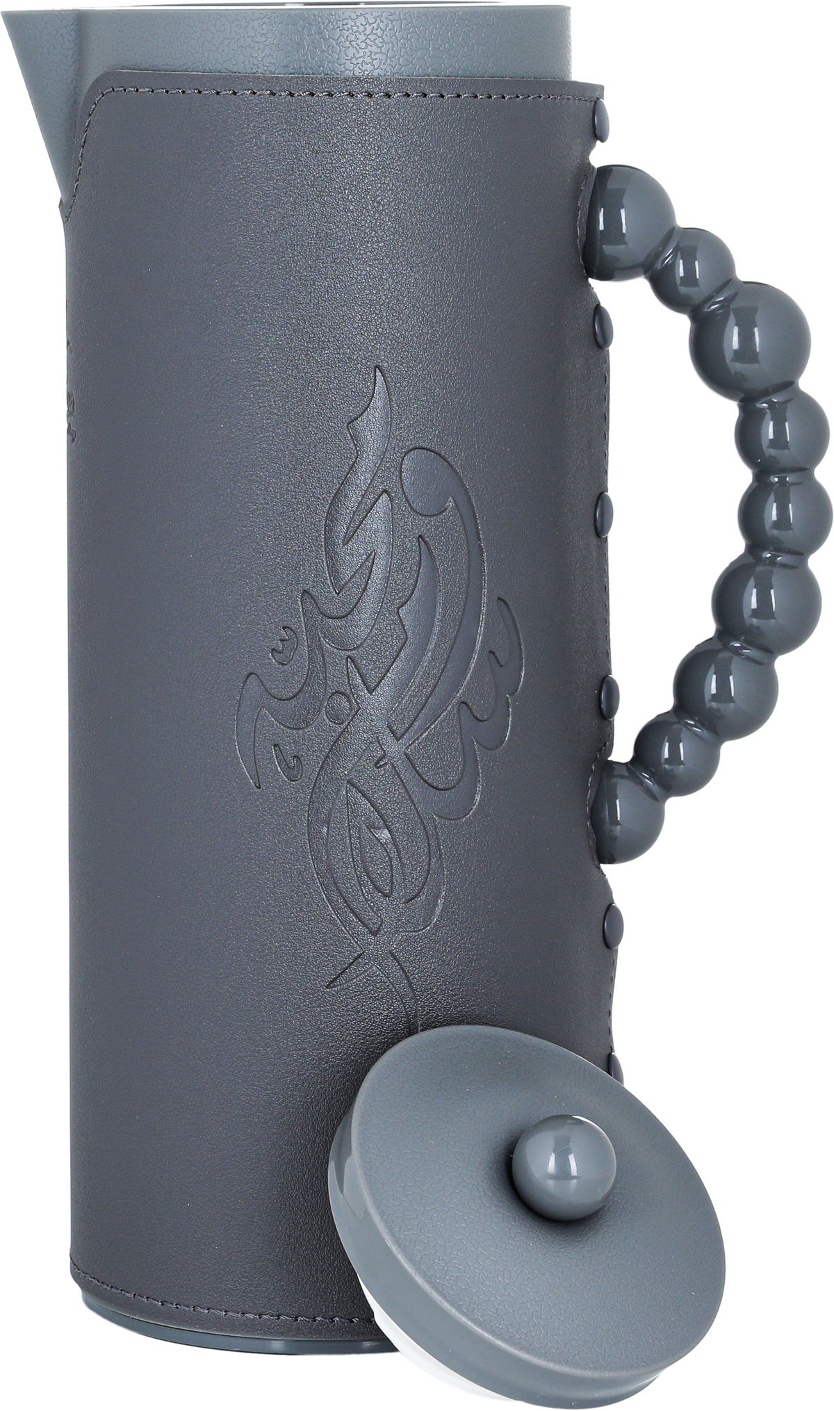 Al Saif Gallery Royal 7 glass thermos, 1 liter, plastic outer shell with leather cover - gray product image 2