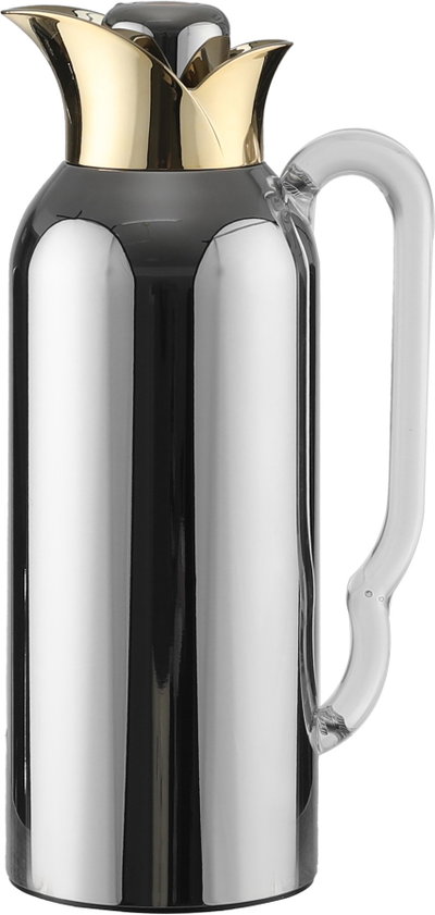 AlAl Saif Gallery Tuwaiq Thermos Set, 1/0.75 L, Glass Inner Material, Transparent Handle - Silver Gold product image 3