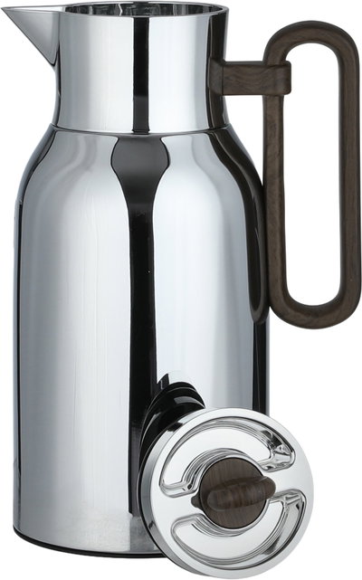 Al Saif Gallery Al Durra Thermos Set, 1/1 Liter, 2 Pieces, Glass Inner Container, Push Button, Wooden Handle - Silver product image 9