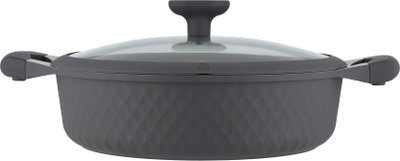طقم قدور داي كاست الومنيوم روبوست، 9 قطع، غطاء زجاج، يد سيليكون - رمادي غامق product image 3