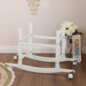حامل سرير خشب الصنوبر فان مومنت، 80×41×51 سم، بعجلات - ابيض product image