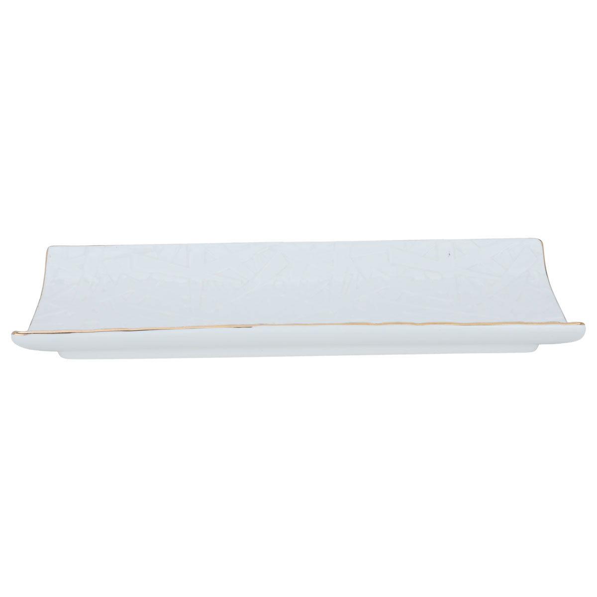 Al Saif Gallery porcelain dessert serving dish, 30 x 13 x 3 cm, rectangular, with golden font - white product image