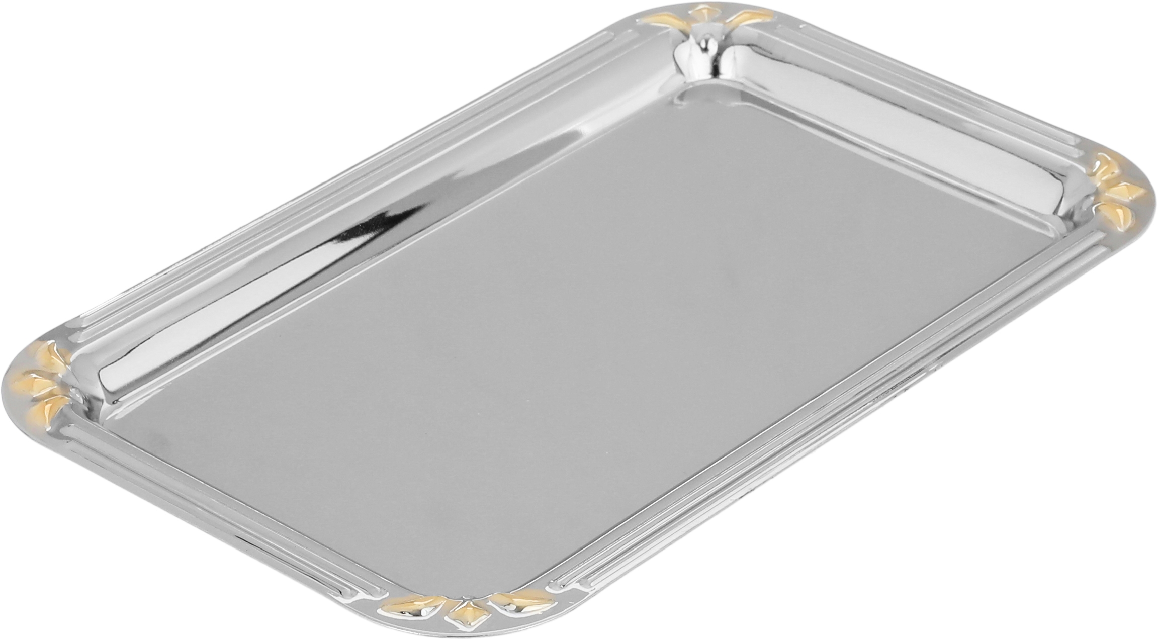 طقم تقديم استيل، 3 قطع مع تمرية - فضي ذهيي product image 4