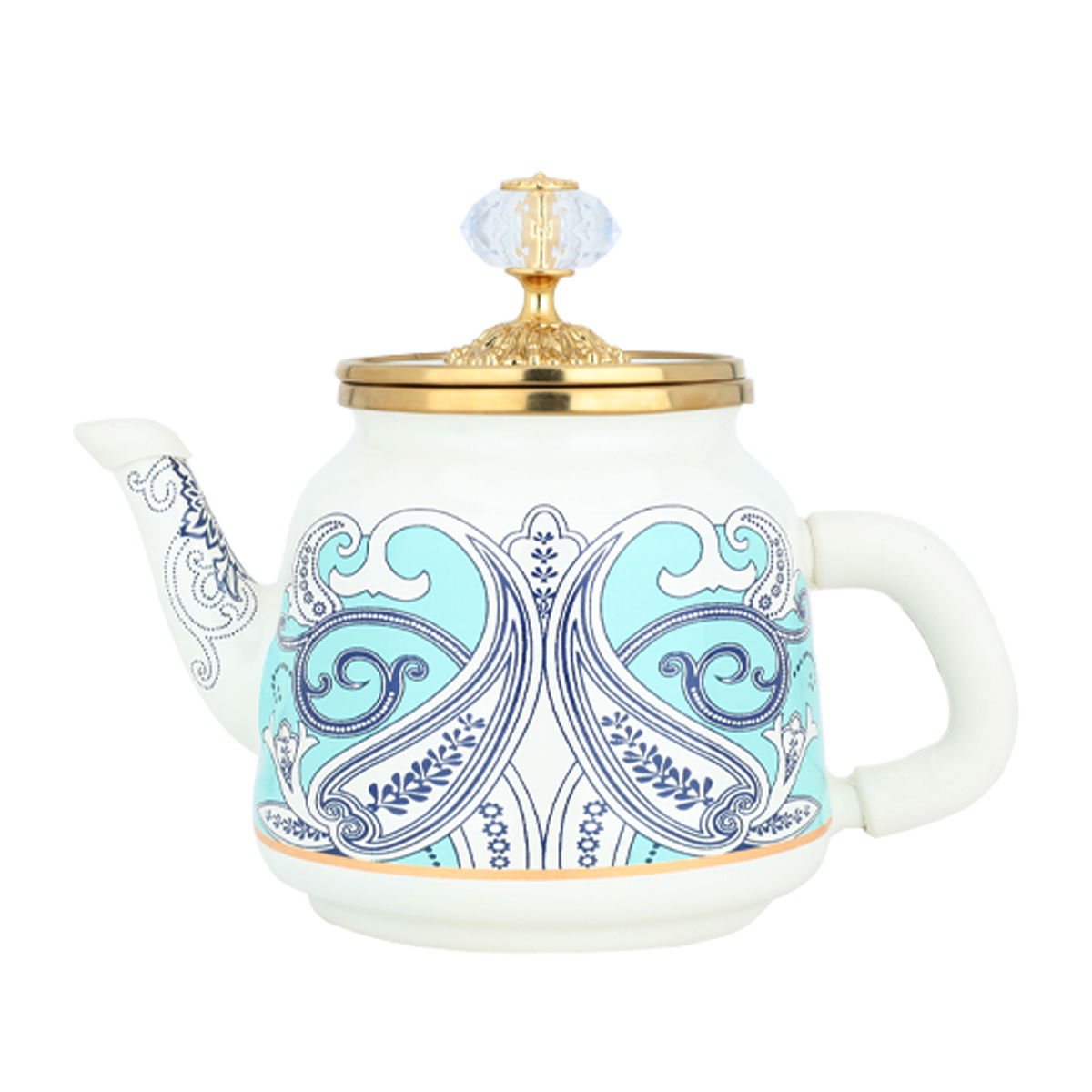 Al Saif Gallery porcelain teapot, 1 liter, gold lid, blue-white pattern product image
