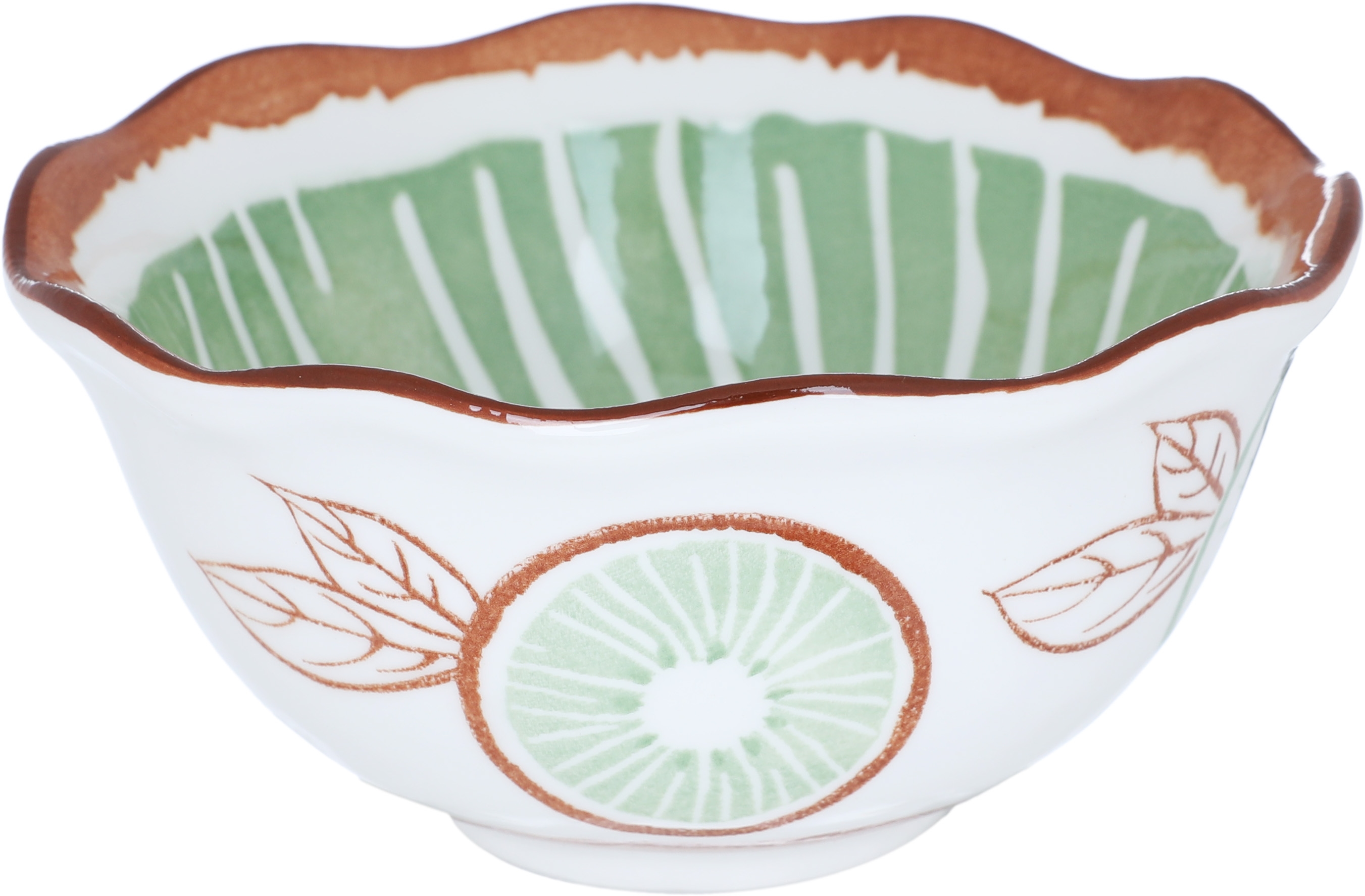 Al Saif Gallery porcelain bowl, 12.3 x 12.3 x 6 cm, round, green-white pattern product image