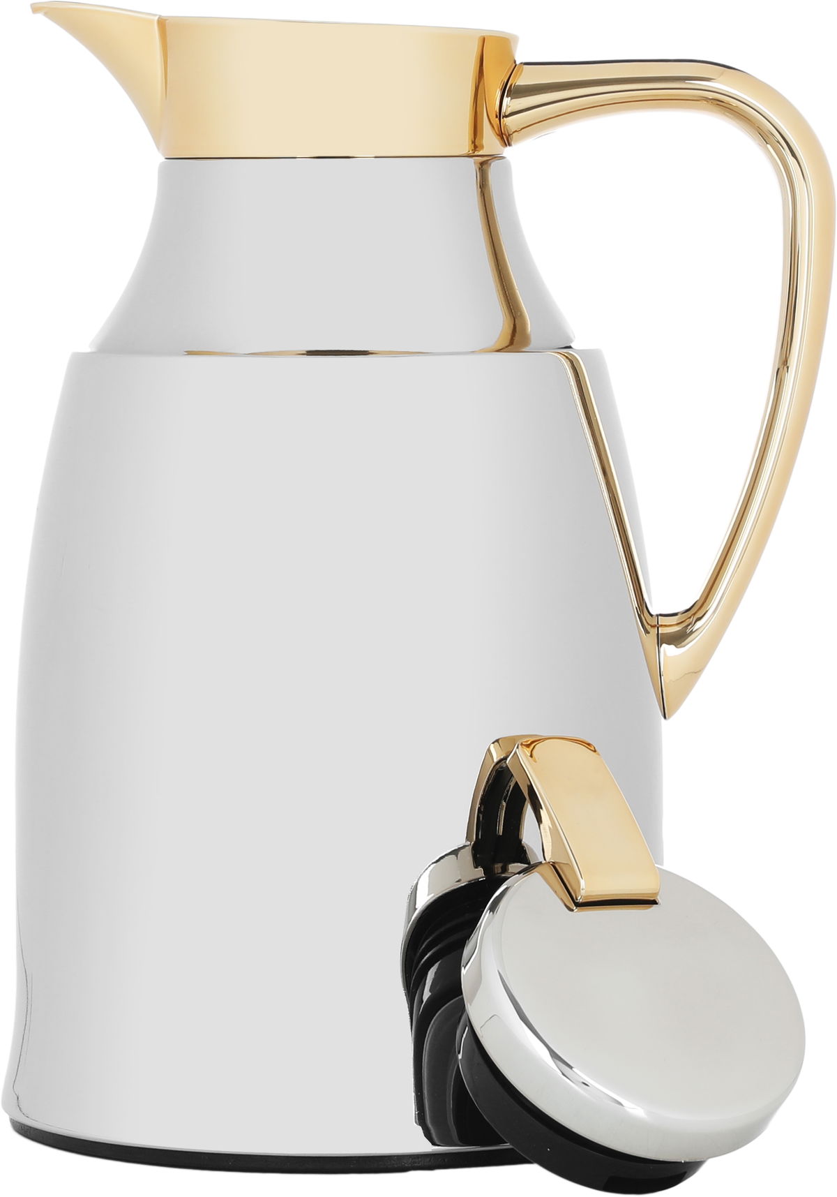 Al Saif Gallery Diriyah thermos, 1 liter, golden handle, thermal glass inner container, steel outer shell - silver product image 4
