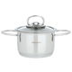 HASCEVHER Steel Pot with Glass Cover, 800 ml, 12 cm, Turkish - Silver product image 1