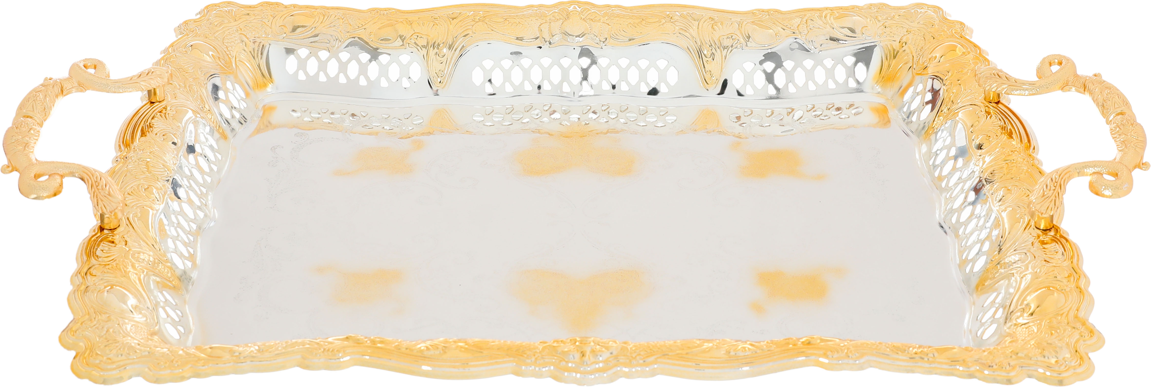 Al Saif Gallery steel topper, 3 pieces, rectangle, gold-silver engraving product image 3