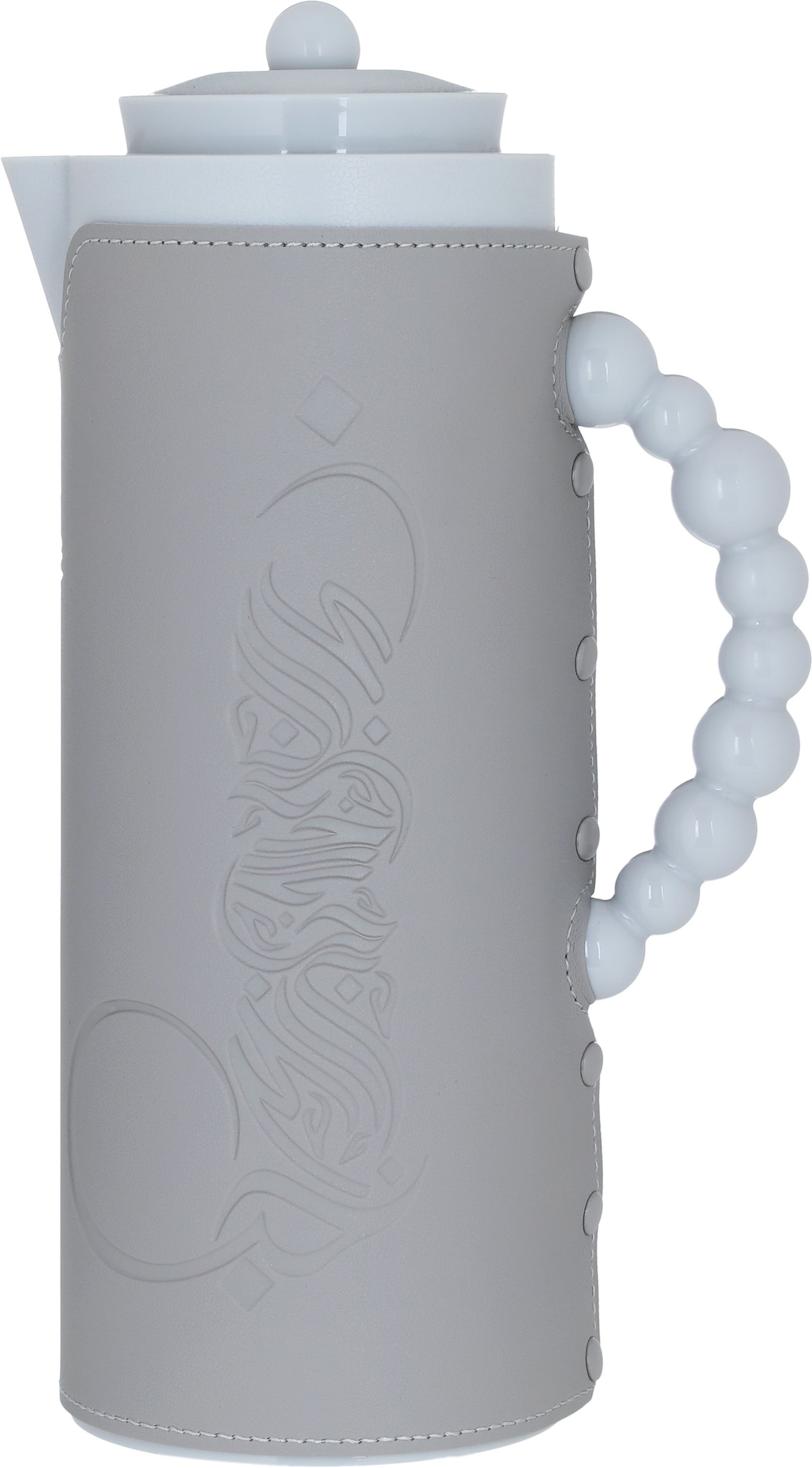 Al Saif Gallery Royal 7 glass thermos, 1 liter, plastic outer shell with leather cover - gray product image