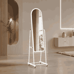 مراية ستاند زجاج، 158×40 سم، ستاند معدن - ابيض product image