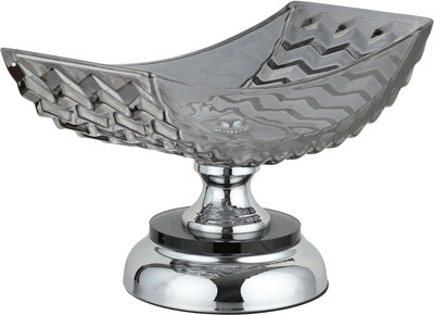 Al Saif Gallery Stated Stainless Steel Glass Serving Stand, Round Base, 30X12X17 Cm - Transparent Silver product image 2