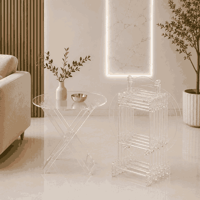 طقم طاولات اكرليك، 5 قطع - شفاف فضى product image 1