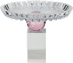 Al Saif Gallery Glass Dessert Serving Stand, Green Base, 19x19x13.5 cm - Clear product image