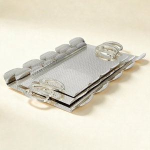 طقم طوفريات تقديم ستانلس ستيل، 3 قطع، منقوش، مقبض معدني - فضي مطفي product image